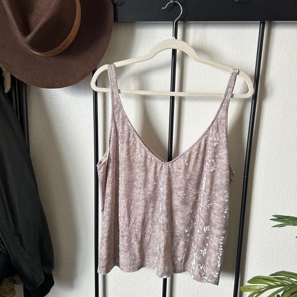 H&M silver crushed velvet flowy oversized holiday tank top blouse boho - Picture 1 of 4